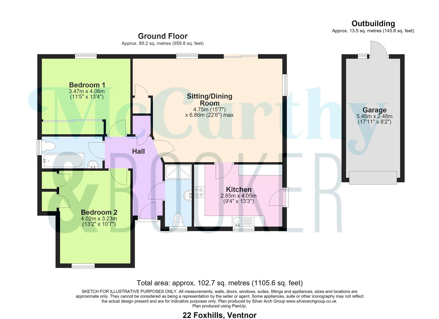 DETACHED BUNGALOW IN SOUGHT AFTER LOCATION, Foxhills, Ventnor floorplan